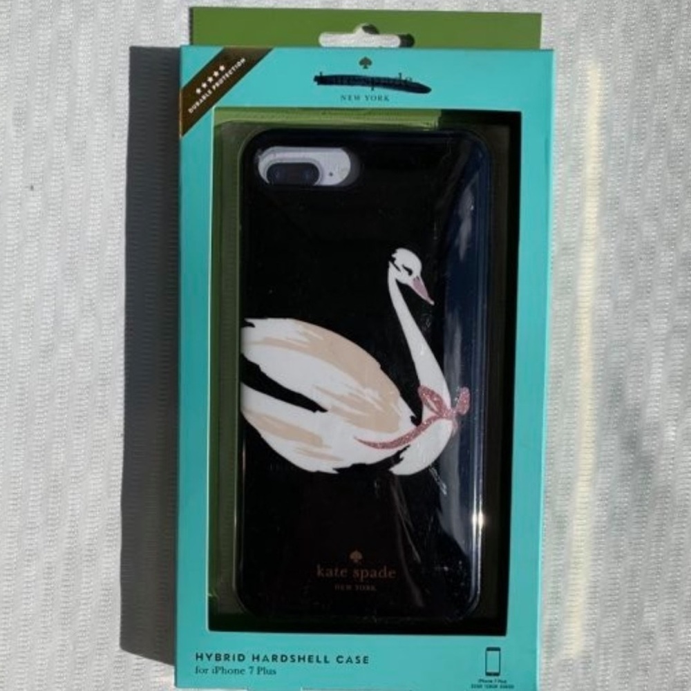 Kate Spade Swan Around iPhone Hybrid Hardshell 7 Plus Case New! Pink Black